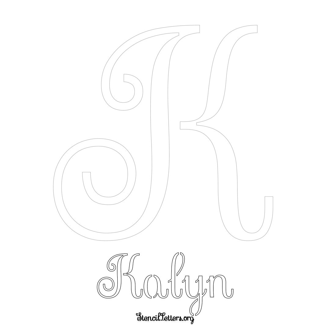 Kalyn printable name initial stencil in Ornamental Cursive Lettering
