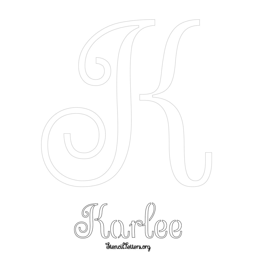 Karlee printable name initial stencil in Ornamental Cursive Lettering