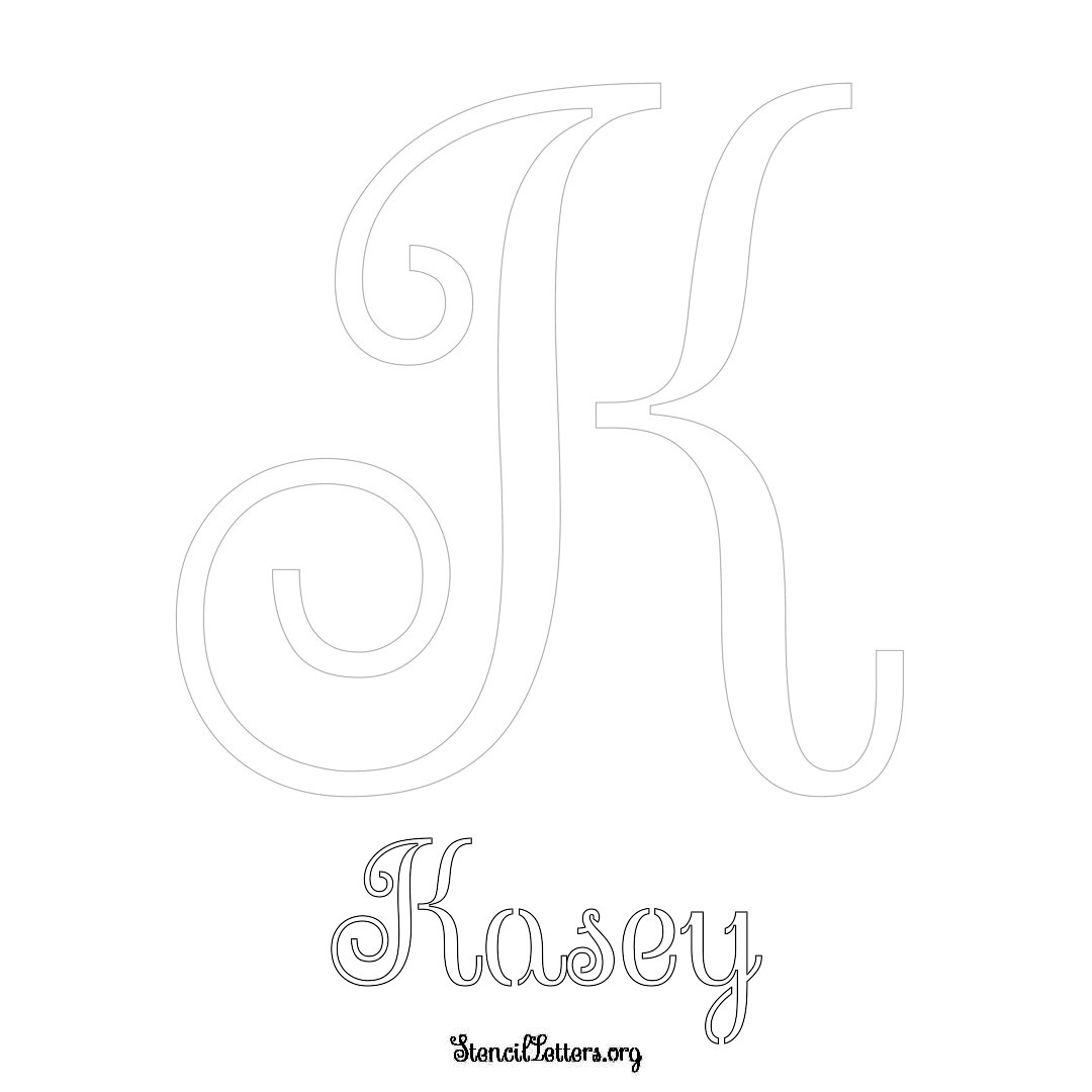 Kasey printable name initial stencil in Ornamental Cursive Lettering