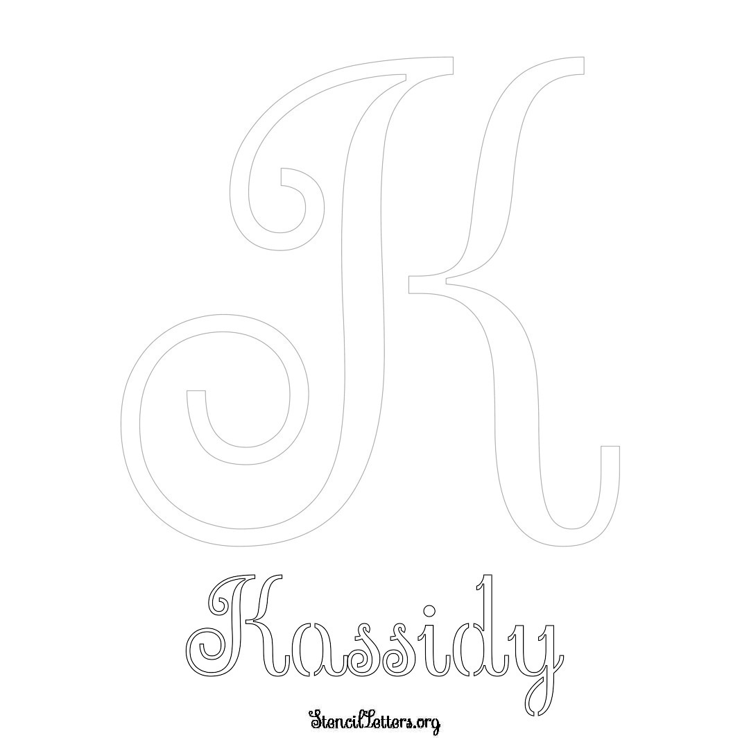 Kassidy printable name initial stencil in Ornamental Cursive Lettering