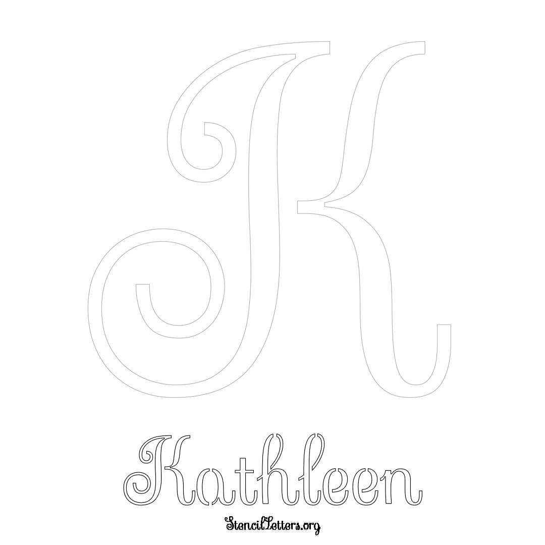 Kathleen printable name initial stencil in Ornamental Cursive Lettering