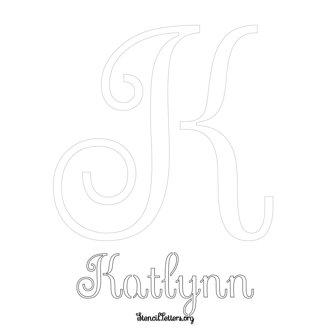 Katlynn printable name initial stencil in Ornamental Cursive Lettering