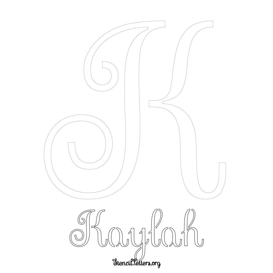 Kaylah printable name initial stencil in Ornamental Cursive Lettering