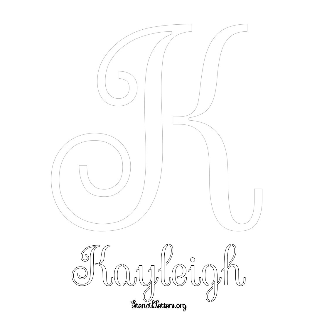 Kayleigh printable name initial stencil in Ornamental Cursive Lettering