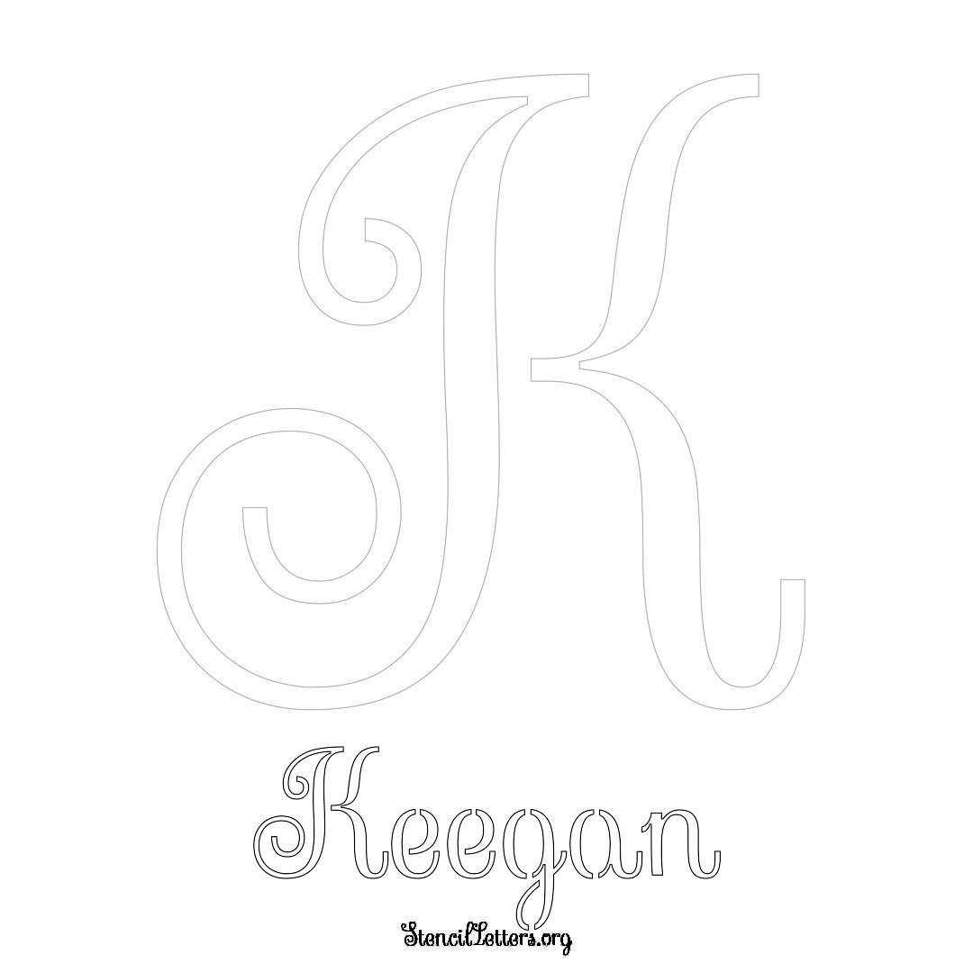 Keegan printable name initial stencil in Ornamental Cursive Lettering