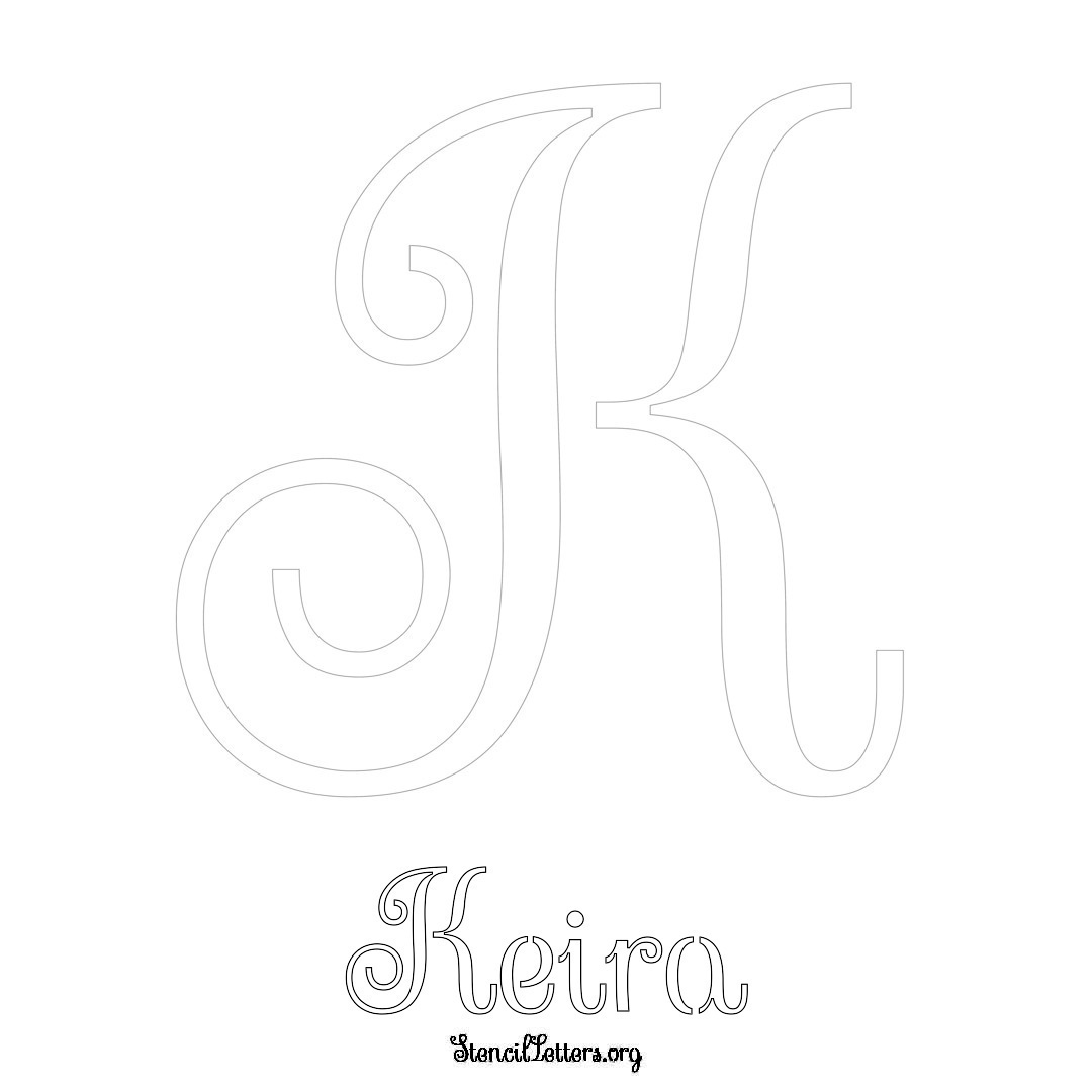 Keira printable name initial stencil in Ornamental Cursive Lettering