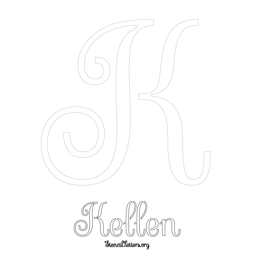 Kellen printable name initial stencil in Ornamental Cursive Lettering