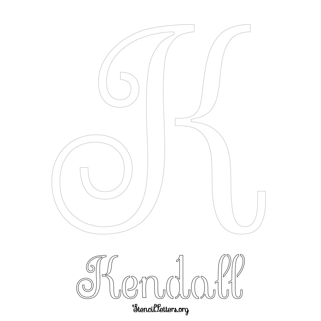 Kendall printable name initial stencil in Ornamental Cursive Lettering