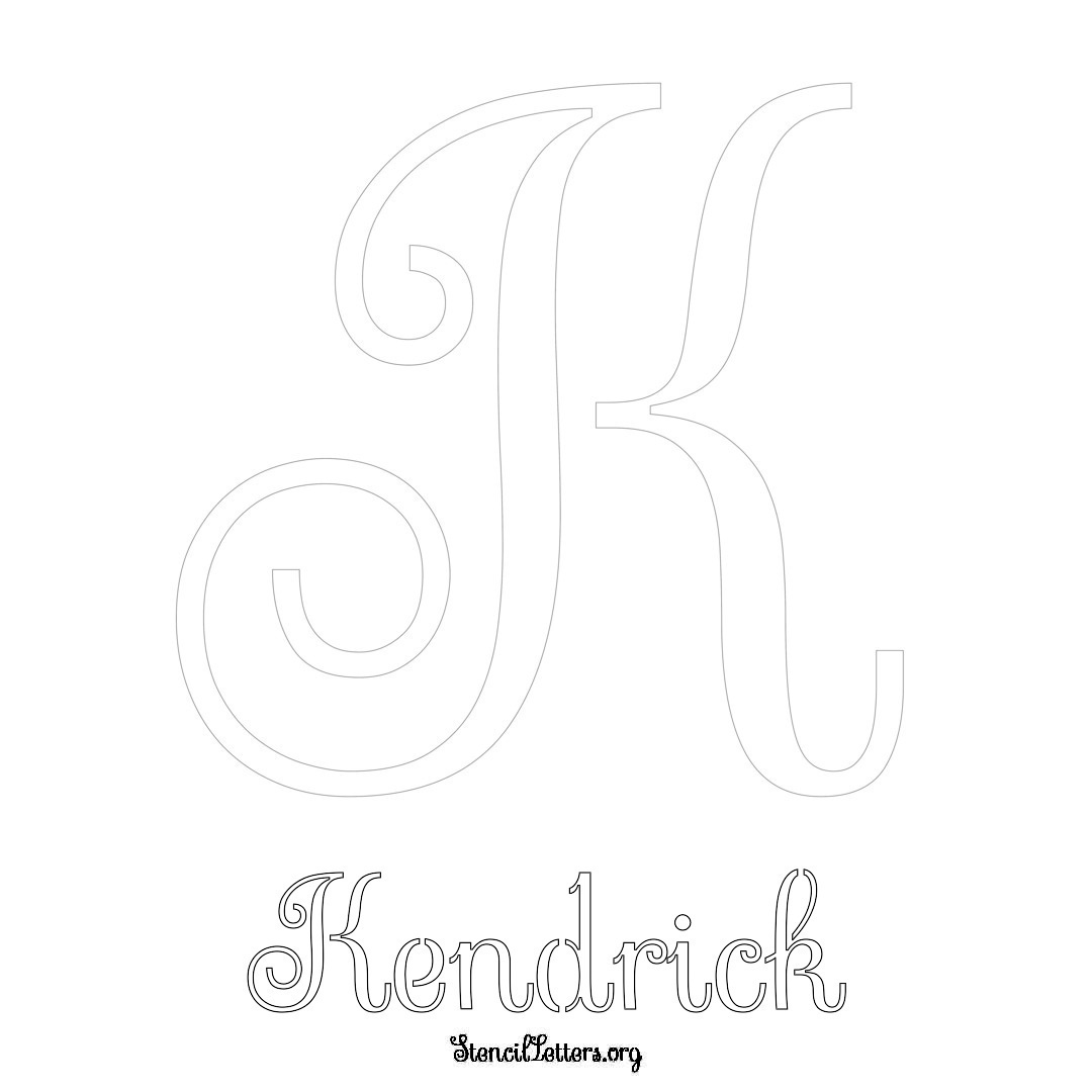 Kendrick printable name initial stencil in Ornamental Cursive Lettering