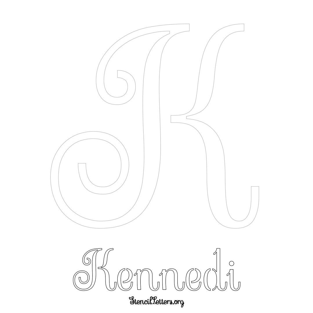 Kennedi printable name initial stencil in Ornamental Cursive Lettering