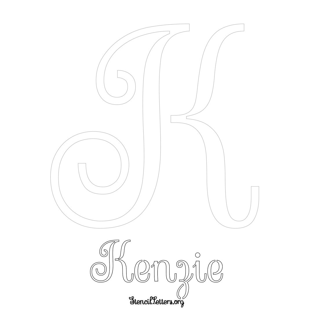 Kenzie printable name initial stencil in Ornamental Cursive Lettering