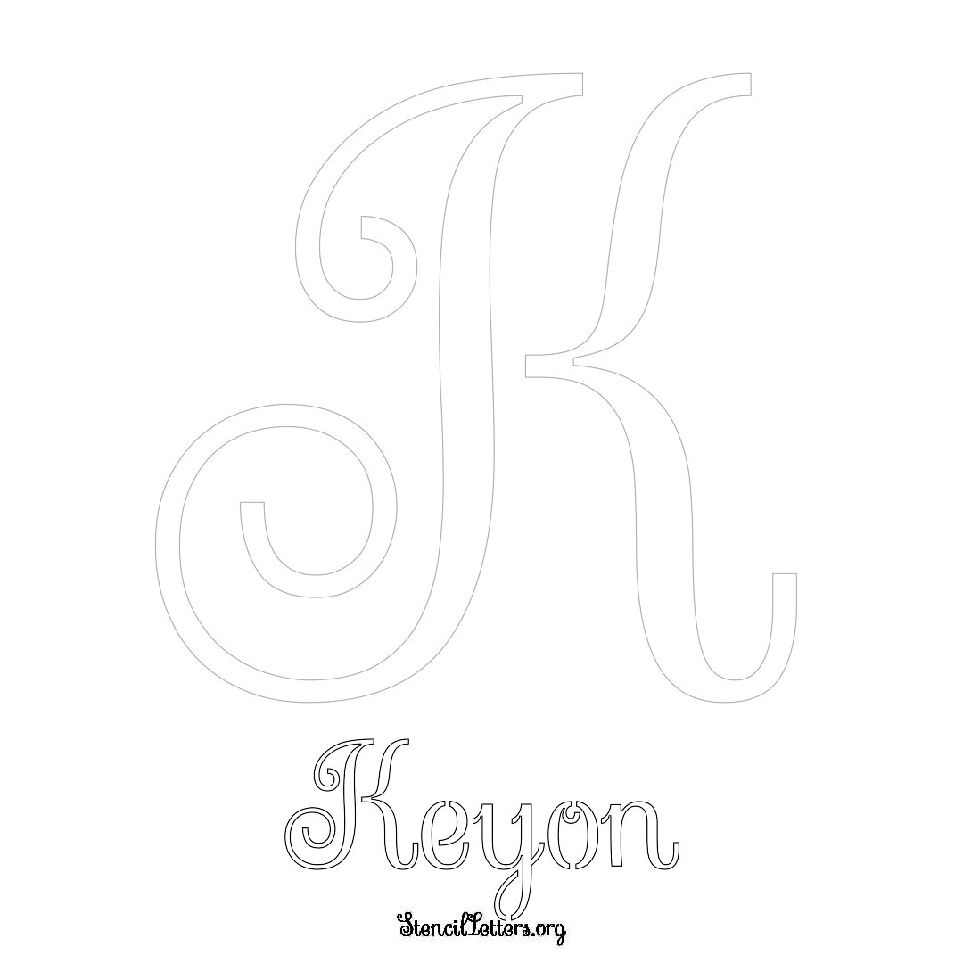 Keyon printable name initial stencil in Ornamental Cursive Lettering