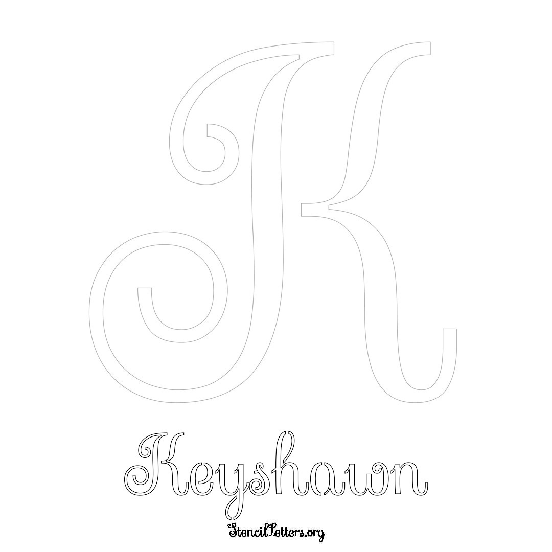 Keyshawn printable name initial stencil in Ornamental Cursive Lettering