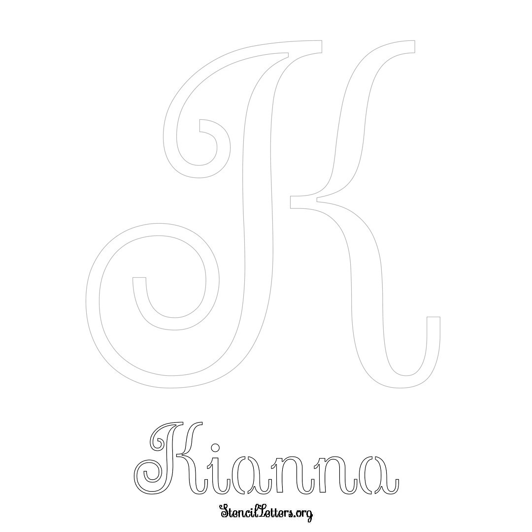 Kianna printable name initial stencil in Ornamental Cursive Lettering