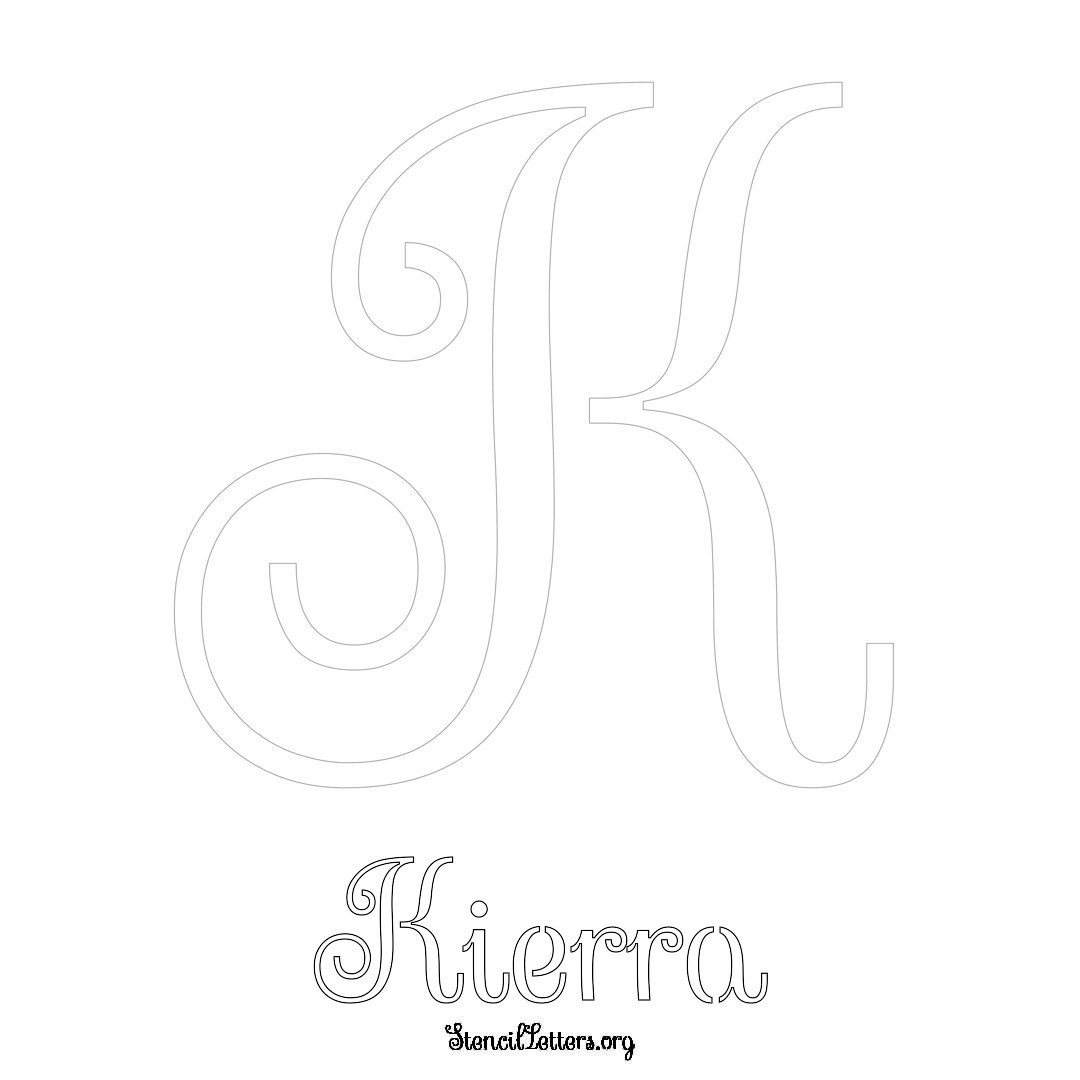 Kierra printable name initial stencil in Ornamental Cursive Lettering