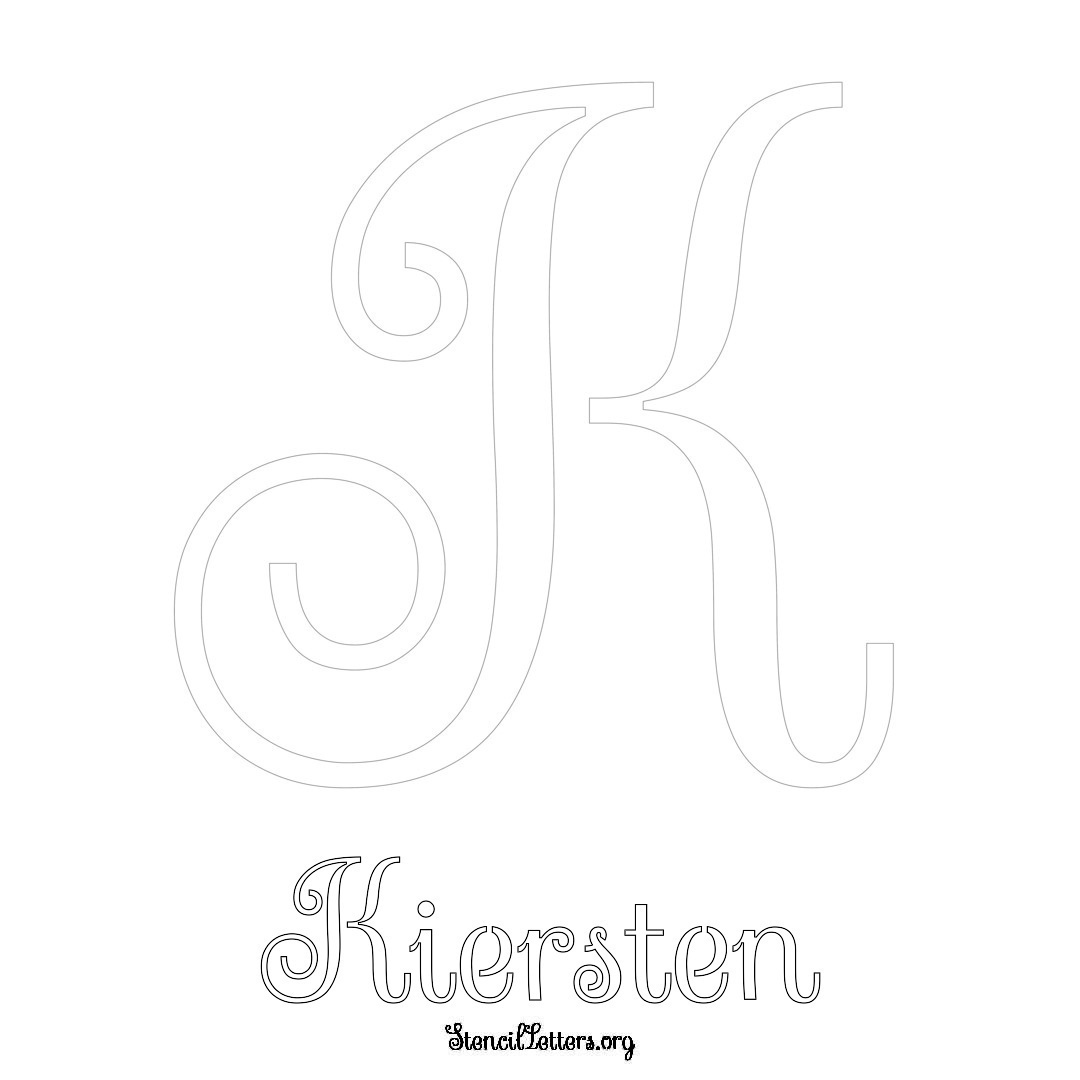 Kiersten printable name initial stencil in Ornamental Cursive Lettering