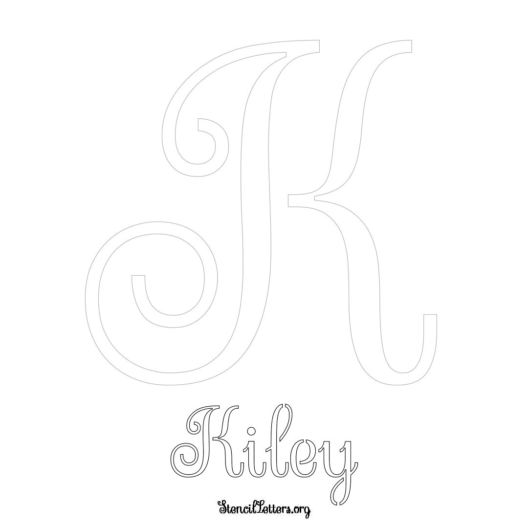 Kiley printable name initial stencil in Ornamental Cursive Lettering