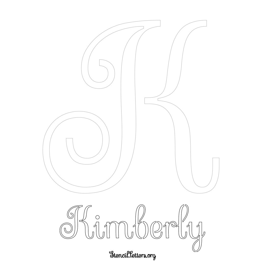 Kimberly printable name initial stencil in Ornamental Cursive Lettering