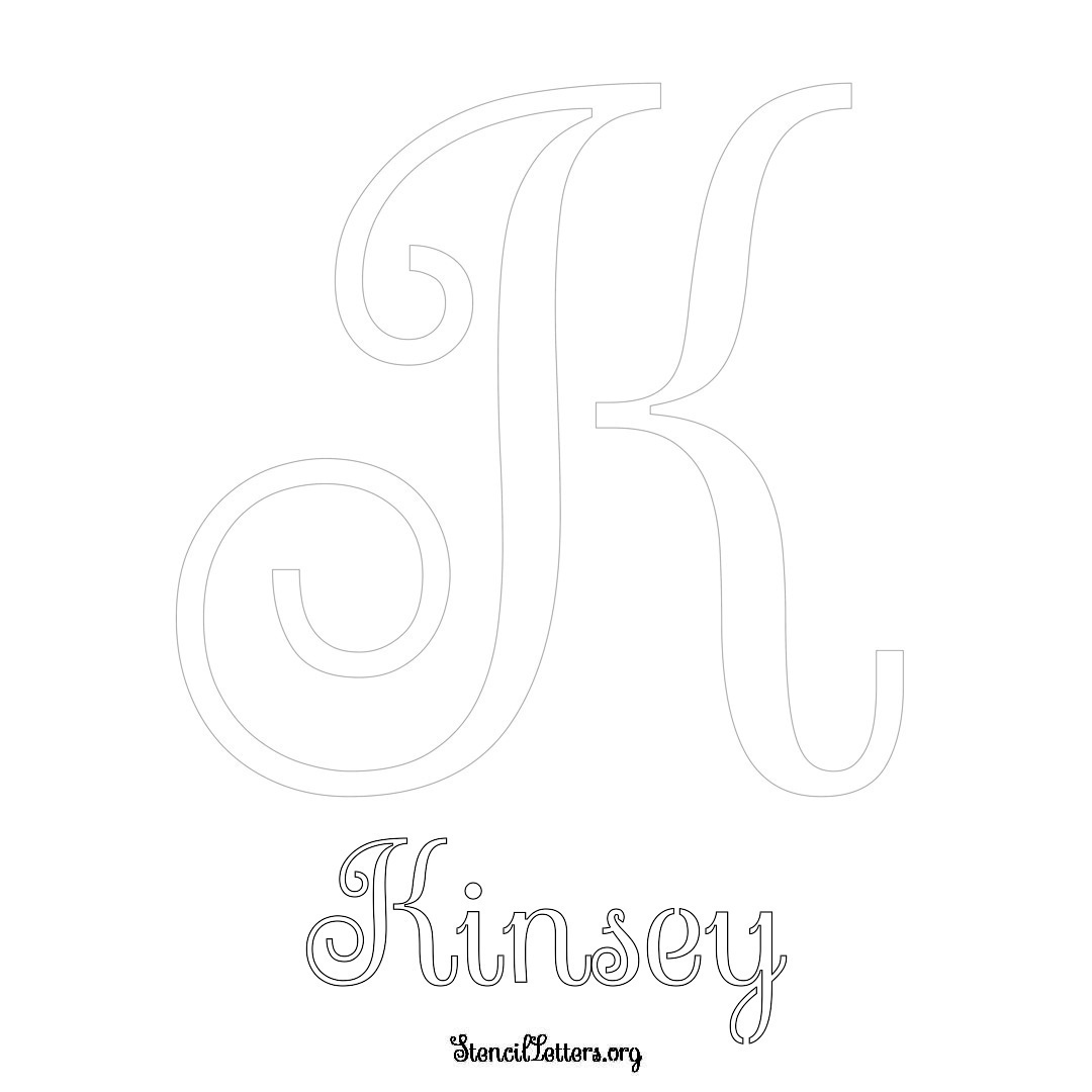 Kinsey printable name initial stencil in Ornamental Cursive Lettering