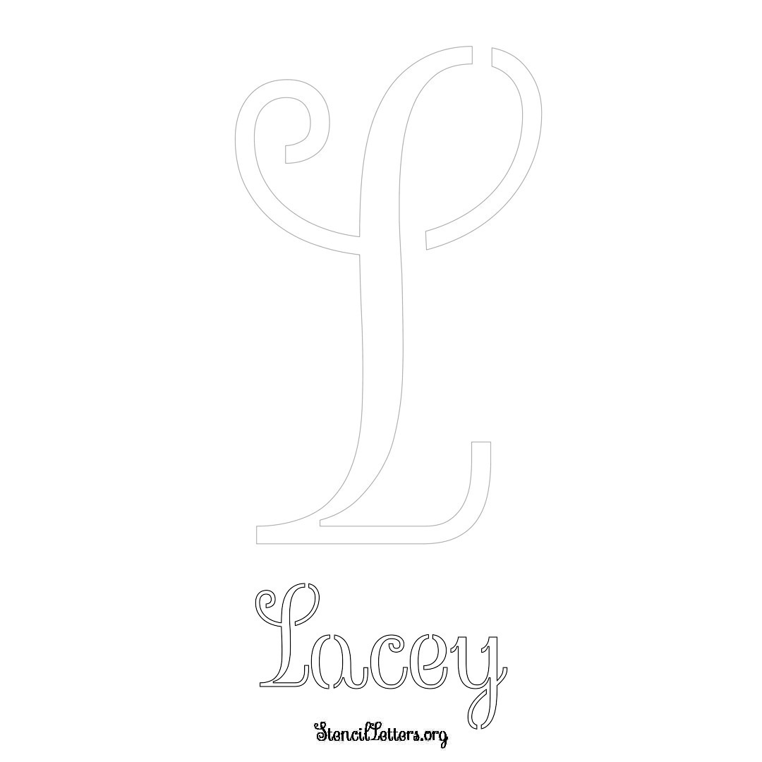 Lacey printable name initial stencil in Ornamental Cursive Lettering