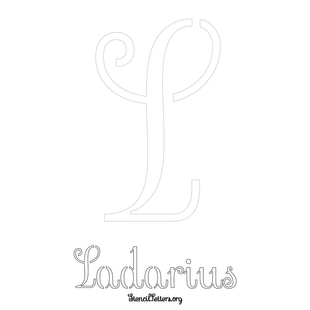 Ladarius printable name initial stencil in Ornamental Cursive Lettering