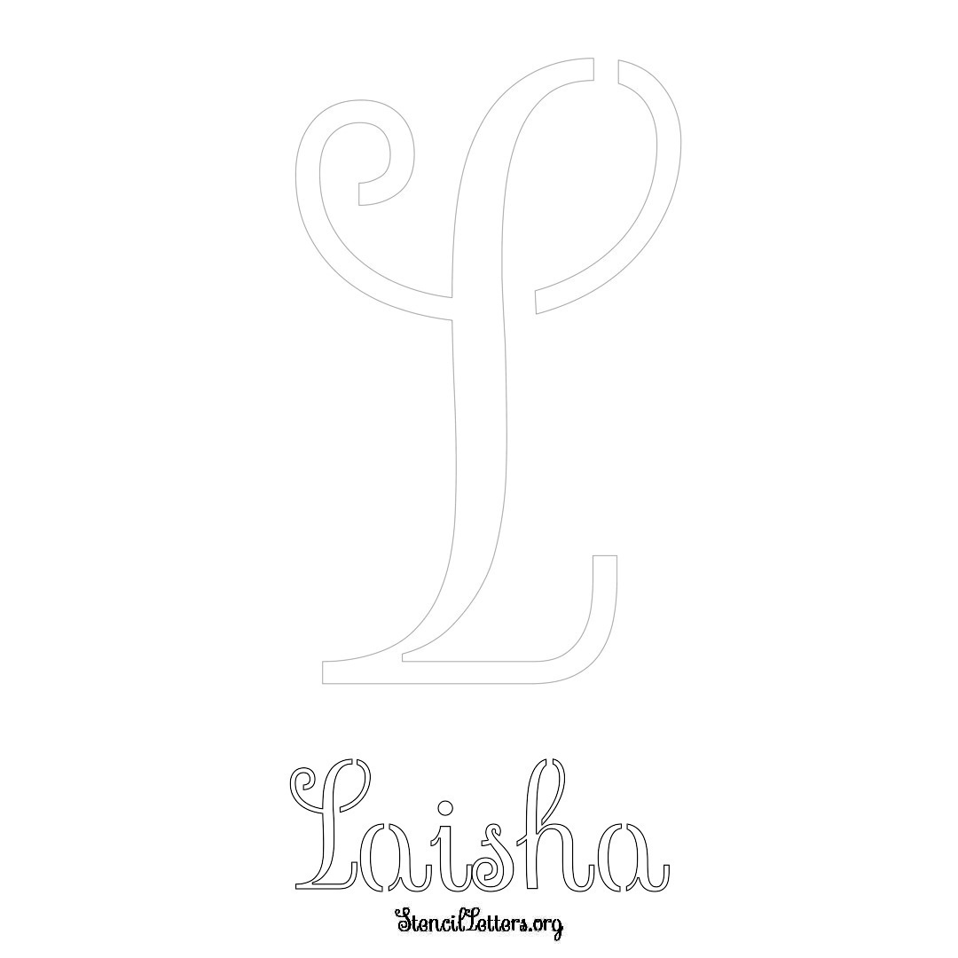 Laisha printable name initial stencil in Ornamental Cursive Lettering