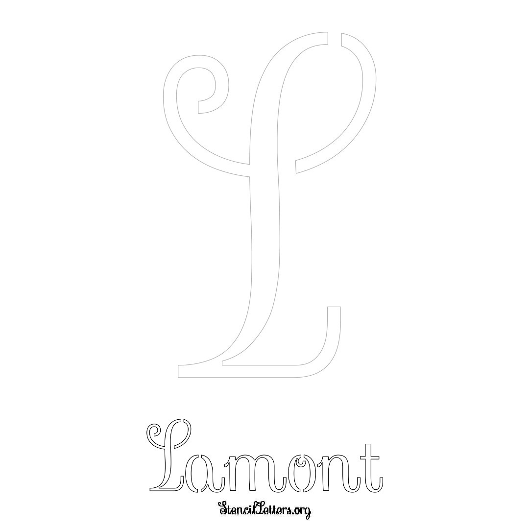 Lamont printable name initial stencil in Ornamental Cursive Lettering