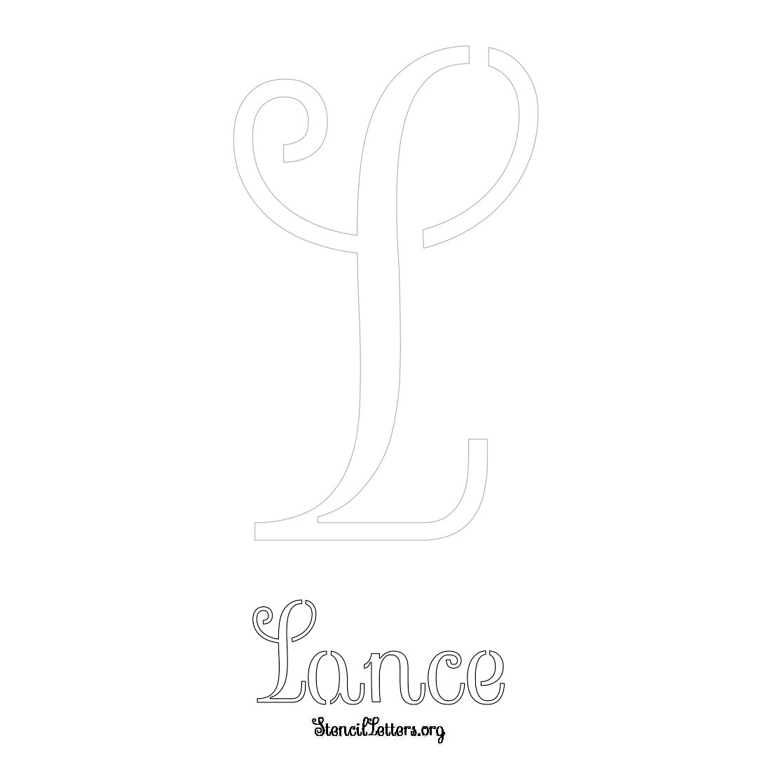 Lance printable name initial stencil in Ornamental Cursive Lettering