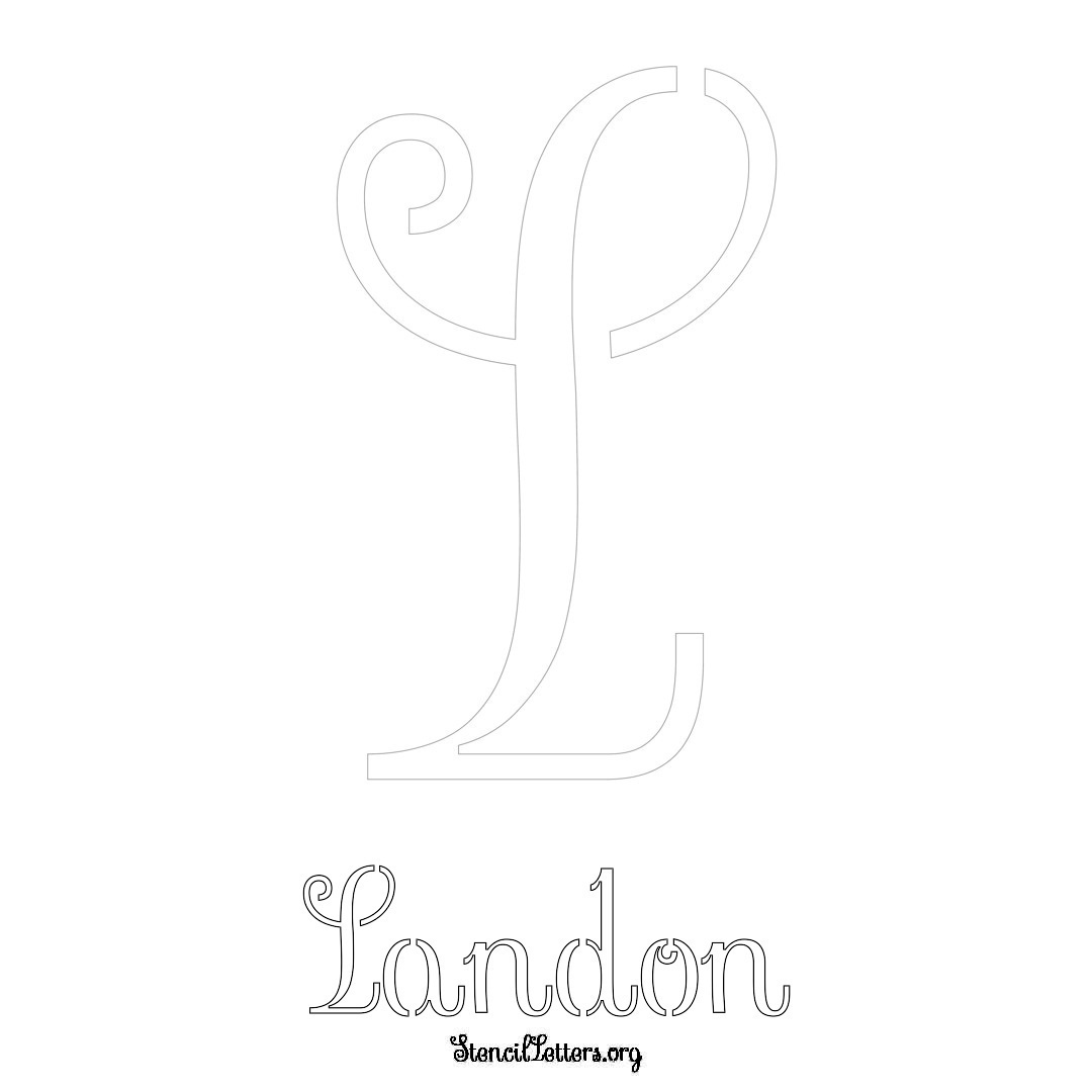 Landon printable name initial stencil in Ornamental Cursive Lettering