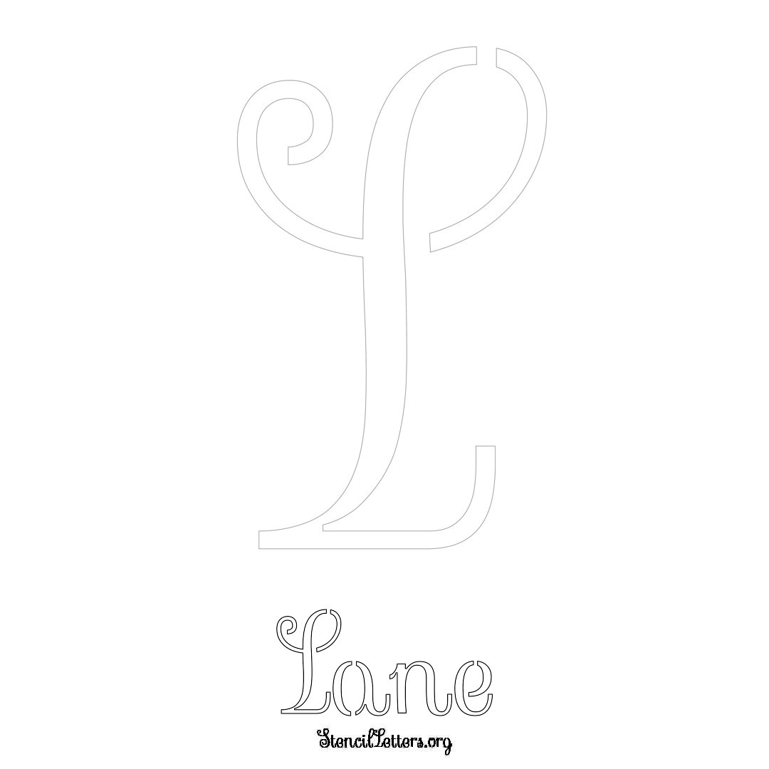 Lane printable name initial stencil in Ornamental Cursive Lettering