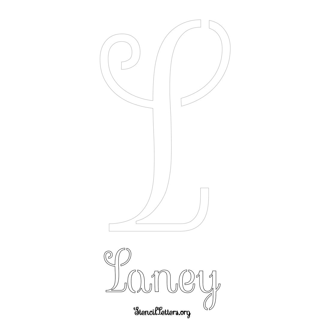 Laney printable name initial stencil in Ornamental Cursive Lettering