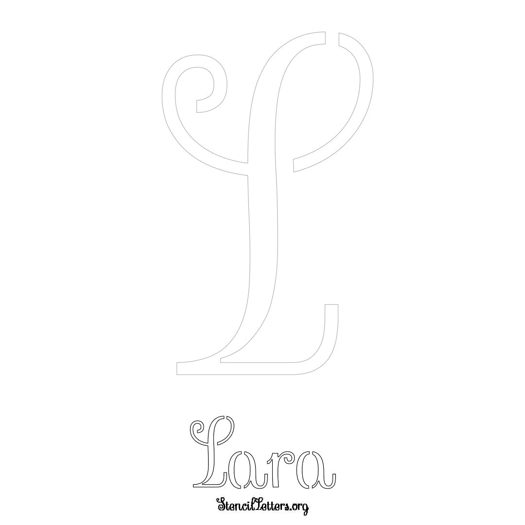 Lara printable name initial stencil in Ornamental Cursive Lettering