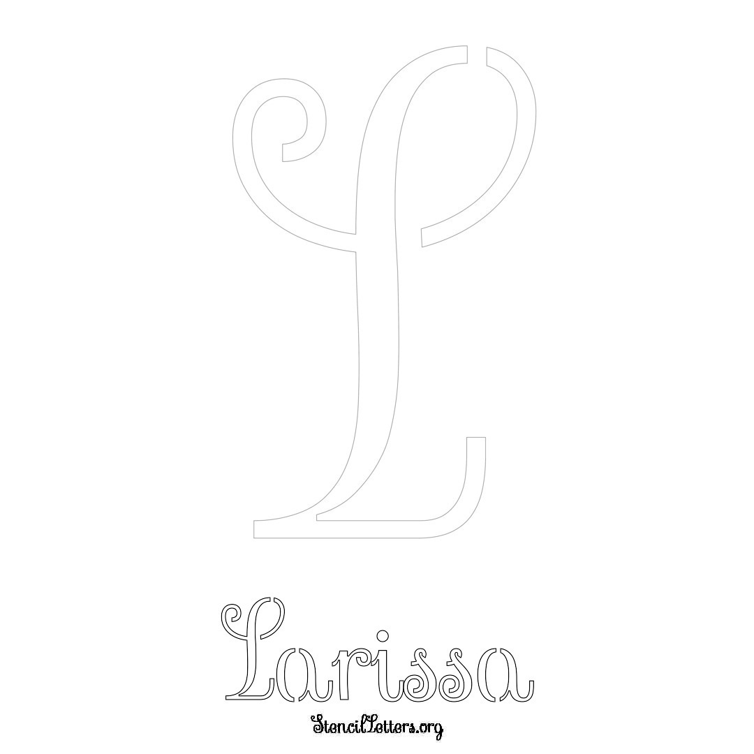 Larissa printable name initial stencil in Ornamental Cursive Lettering