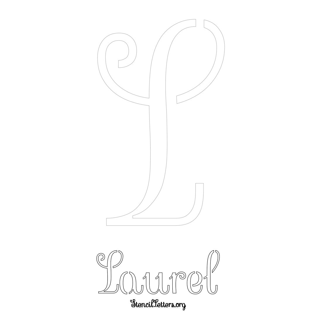 Laurel printable name initial stencil in Ornamental Cursive Lettering
