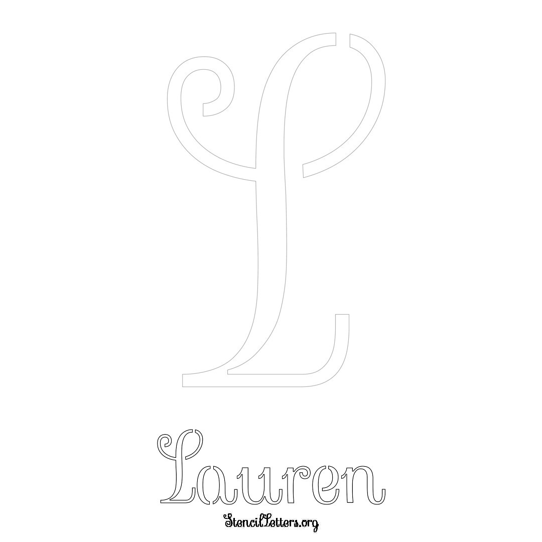 Lauren printable name initial stencil in Ornamental Cursive Lettering