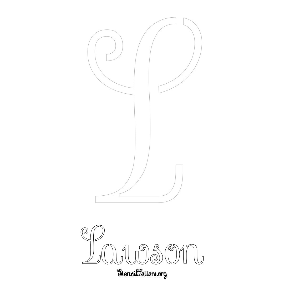 Lawson printable name initial stencil in Ornamental Cursive Lettering
