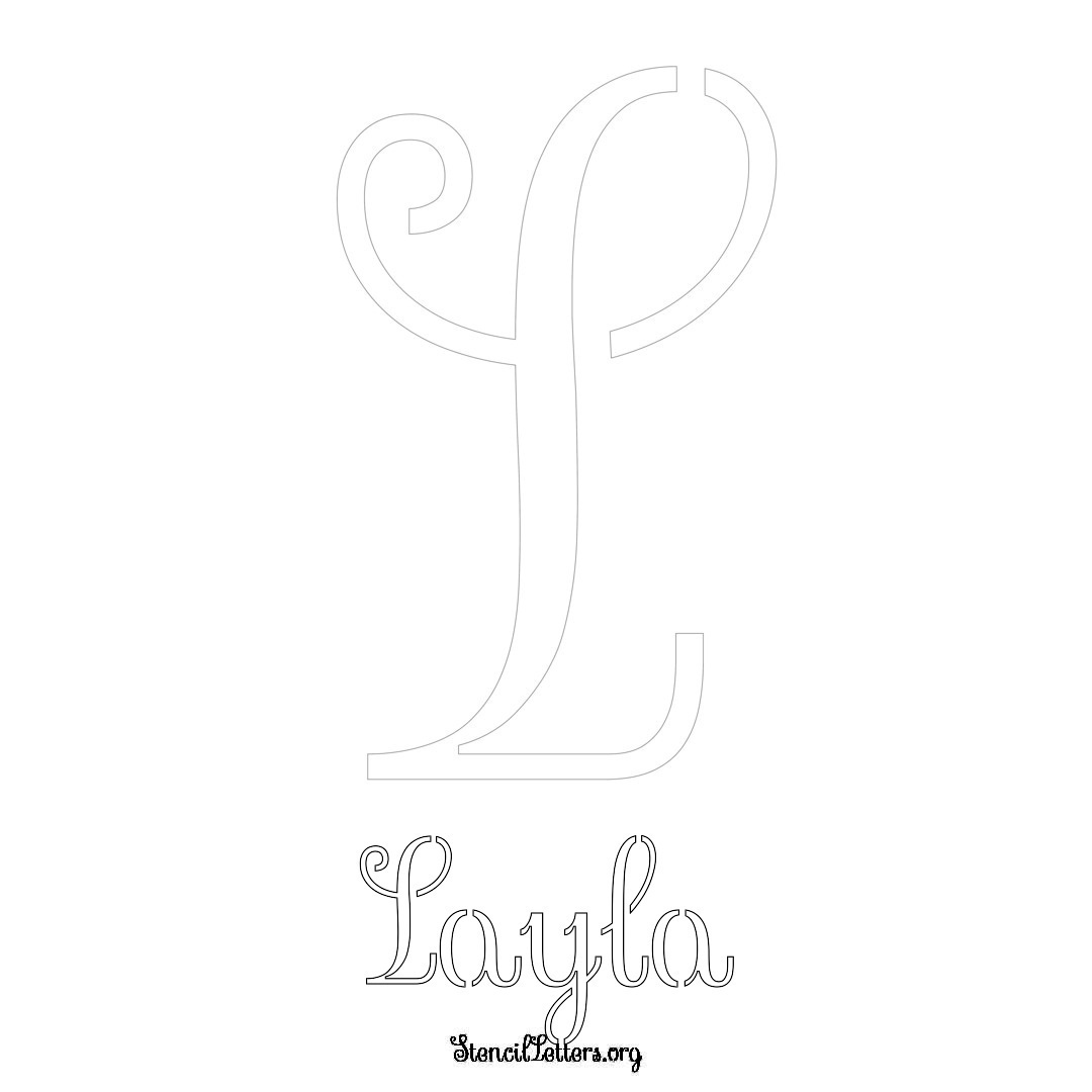 Layla printable name initial stencil in Ornamental Cursive Lettering