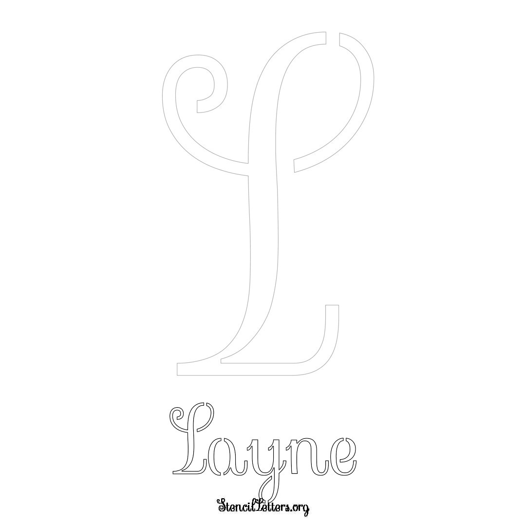 Layne printable name initial stencil in Ornamental Cursive Lettering