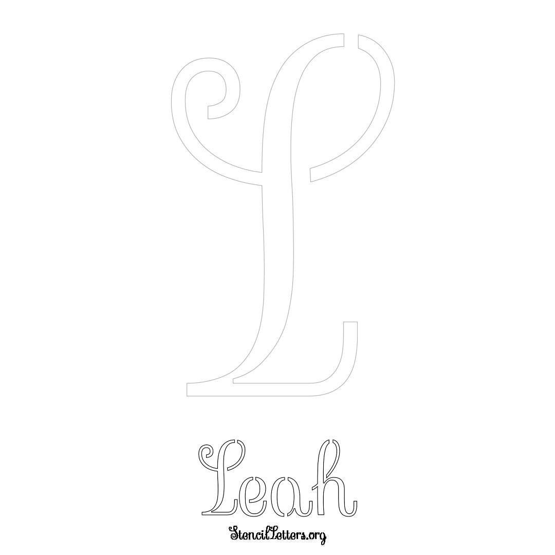 Leah printable name initial stencil in Ornamental Cursive Lettering