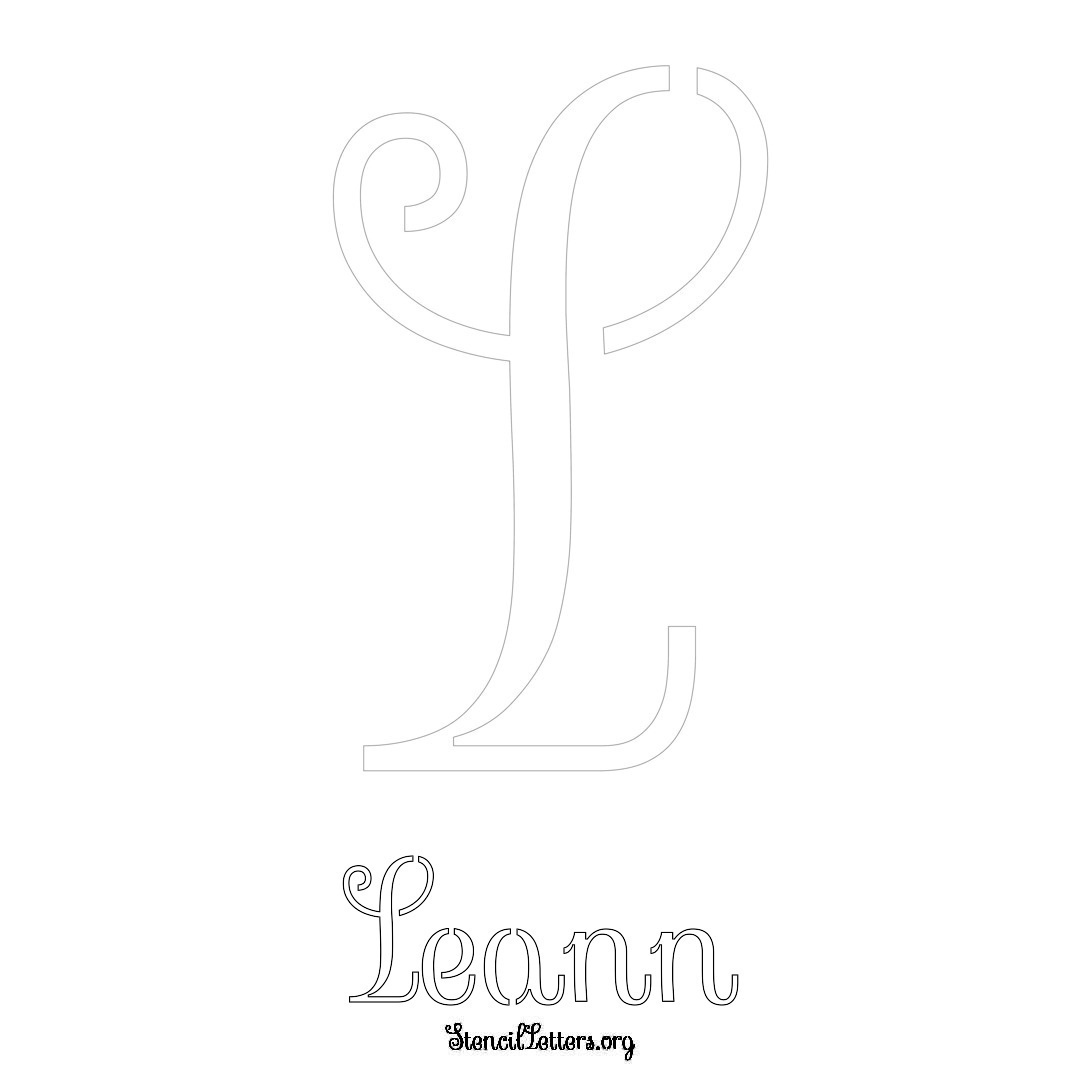 Leann printable name initial stencil in Ornamental Cursive Lettering