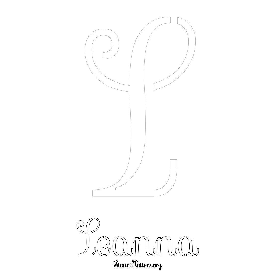 Leanna printable name initial stencil in Ornamental Cursive Lettering