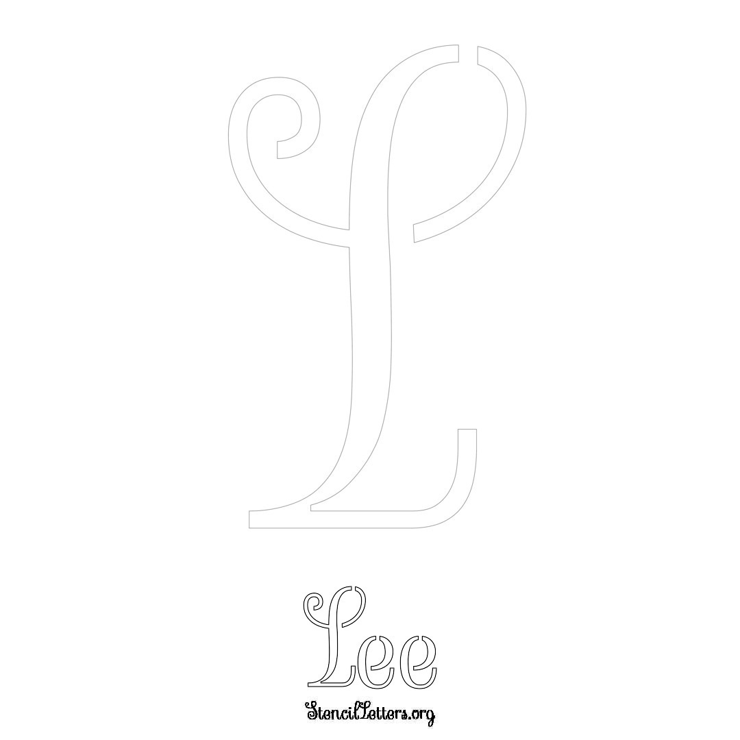 Lee printable name initial stencil in Ornamental Cursive Lettering