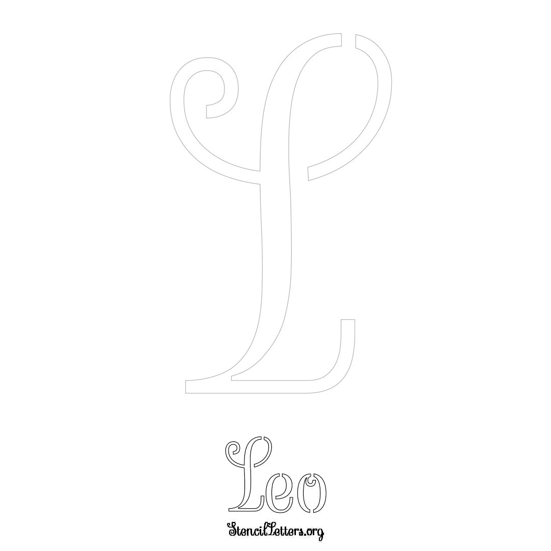 Leo printable name initial stencil in Ornamental Cursive Lettering