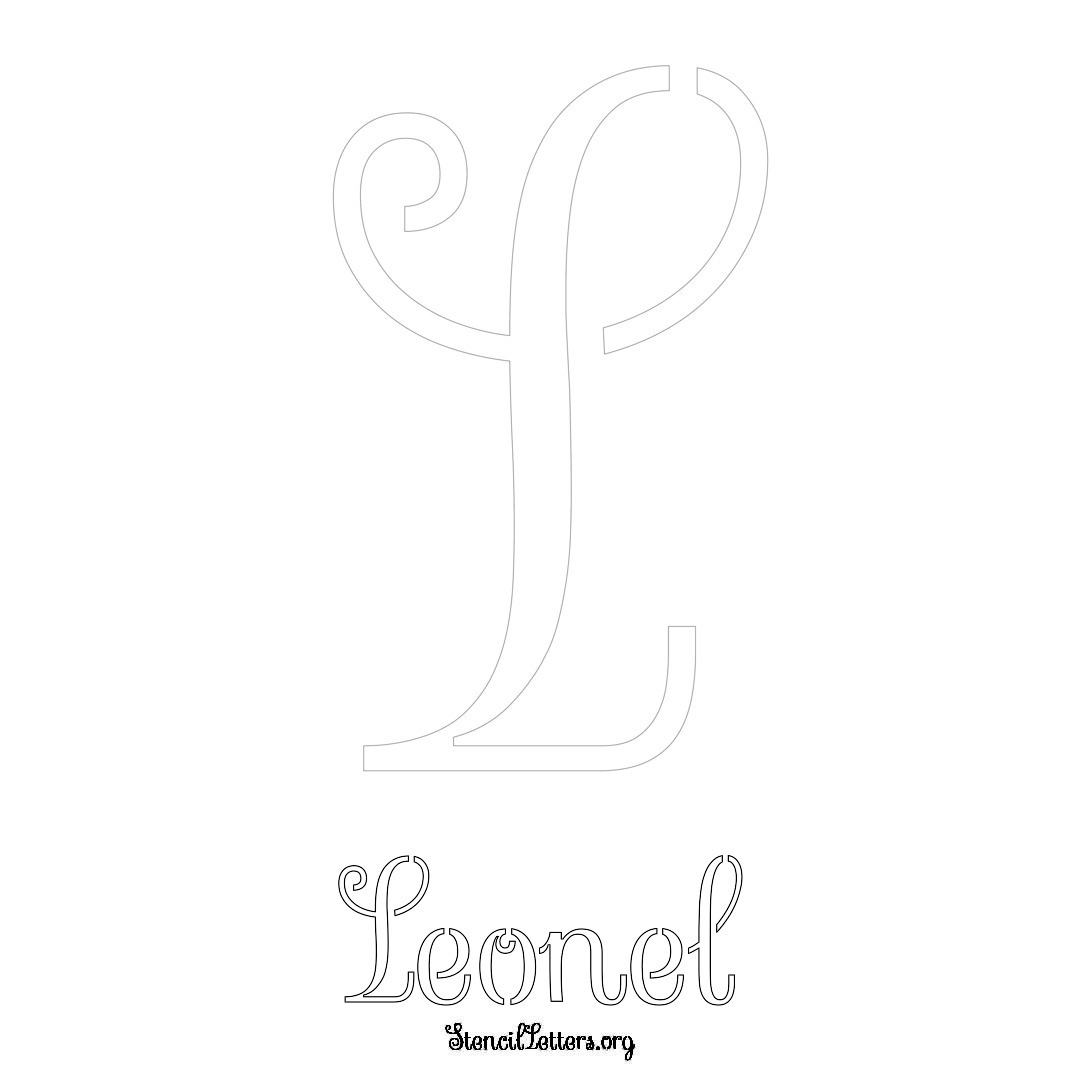 Leonel printable name initial stencil in Ornamental Cursive Lettering