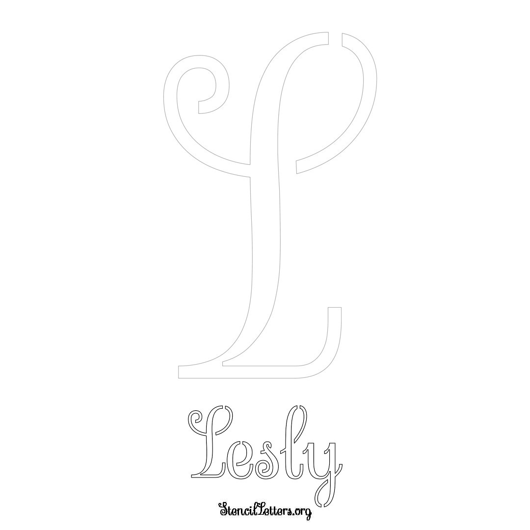 Lesly printable name initial stencil in Ornamental Cursive Lettering