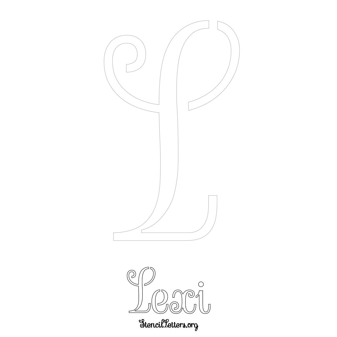 Lexi printable name initial stencil in Ornamental Cursive Lettering