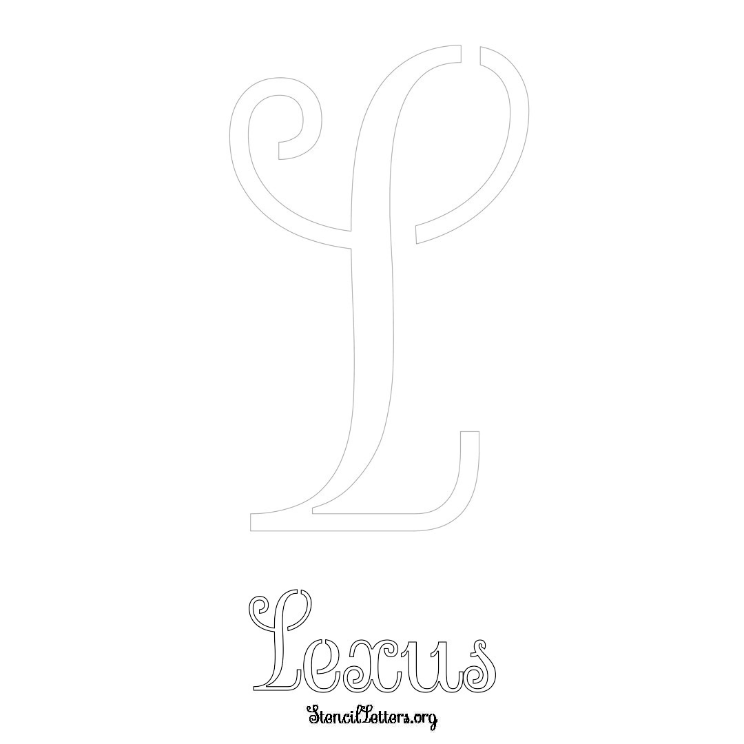 Lexus printable name initial stencil in Ornamental Cursive Lettering