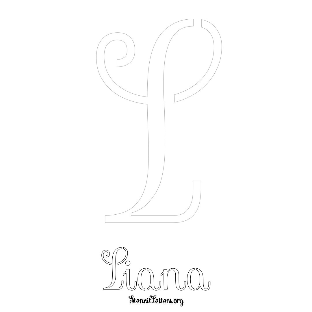 Liana printable name initial stencil in Ornamental Cursive Lettering