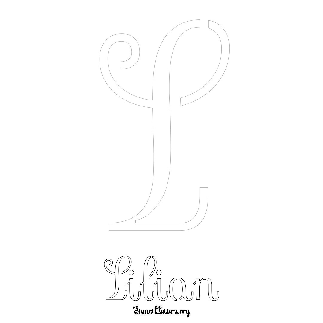 Lilian printable name initial stencil in Ornamental Cursive Lettering