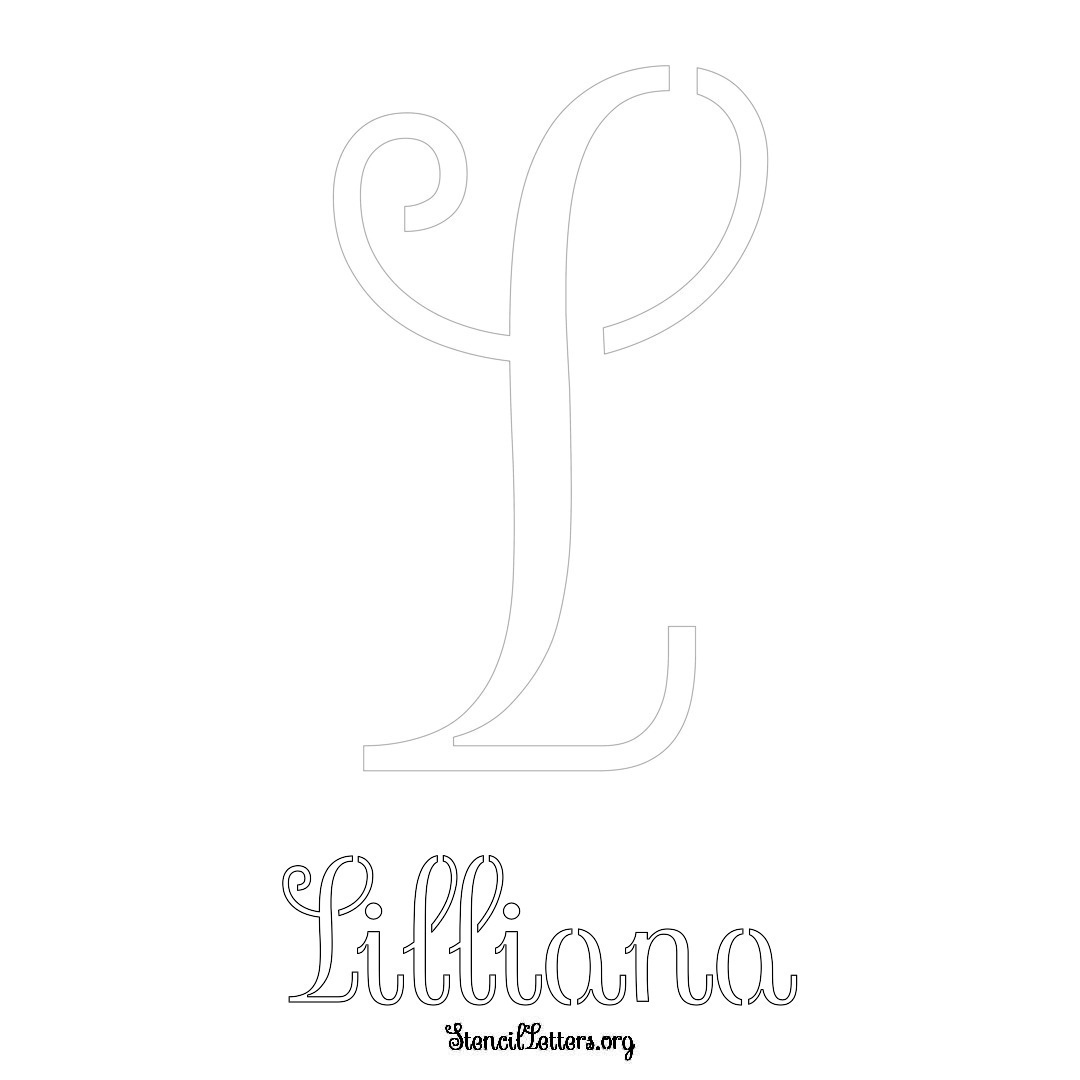 Lilliana printable name initial stencil in Ornamental Cursive Lettering